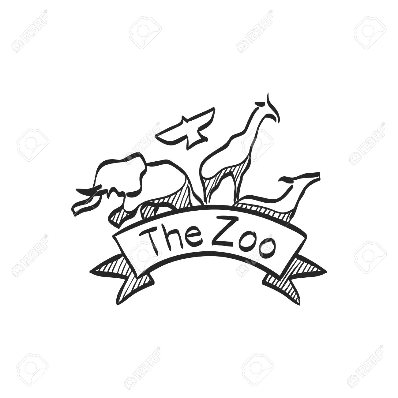 1300x1300 Zoo Gate Icon In Doodle Sketch Lines. Animal Park Jungle Safari