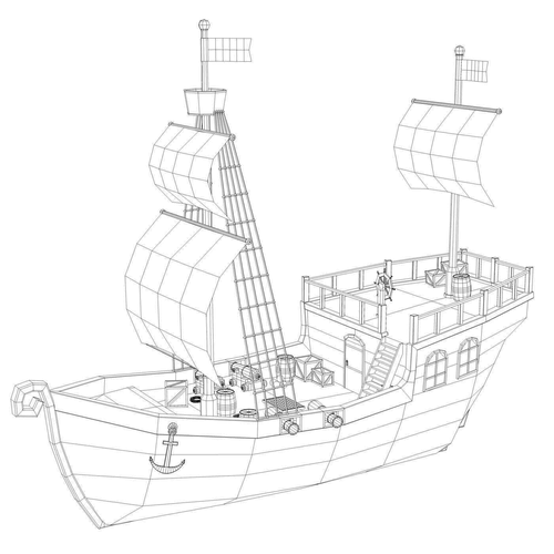 500x500 Low Poly Pirate Ship 3d Model Cgtrader