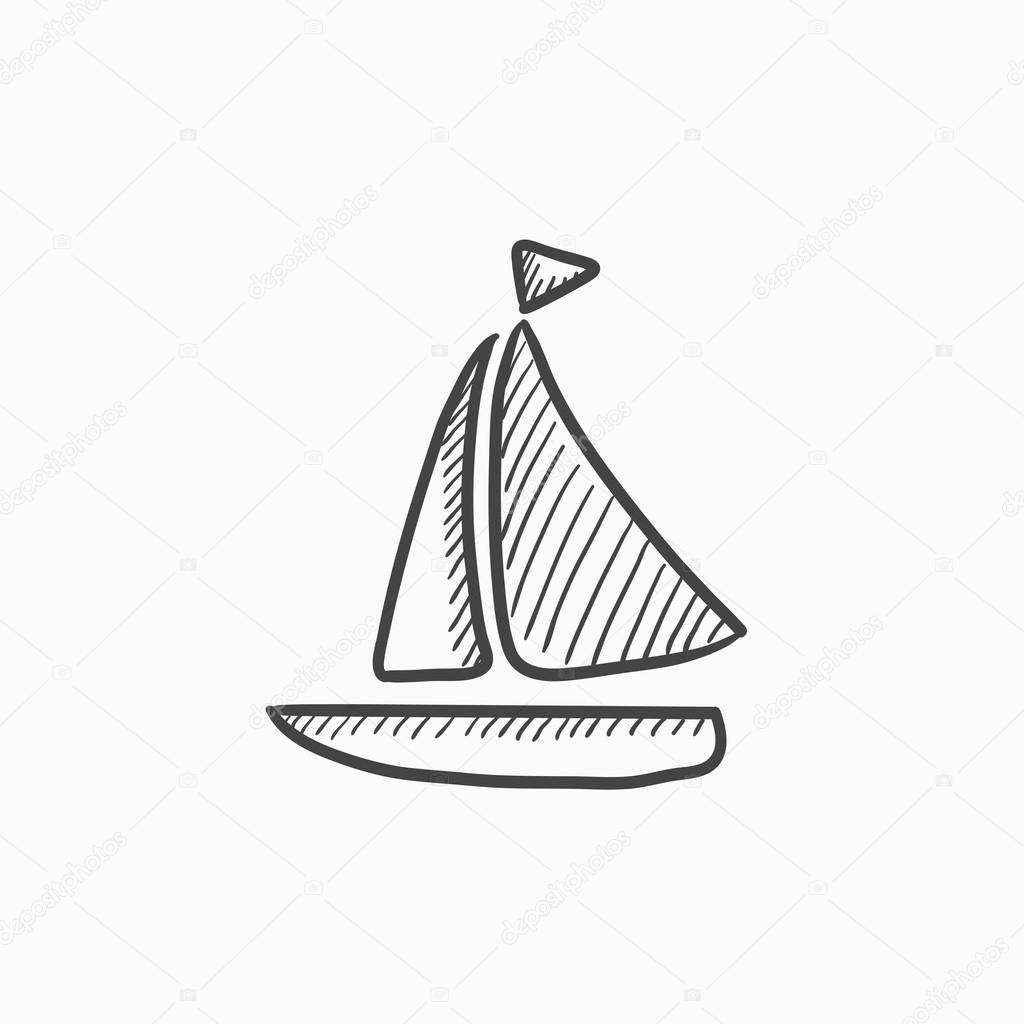 1024x1024 Sailboat Sketch Icon. Stock Vector Rastudio