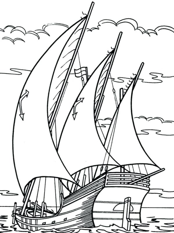 600x804 Coloring Page Boat Sailing Boat Drive Through Ocean Coloring Pages