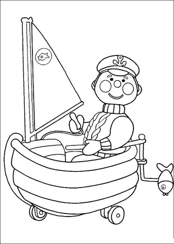 343x480 The Sailor And His Sailing Boat Coloring Page Free Printable