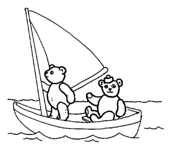 600x524 Two Little Bears On Sailing Boat Coloring Pages Batch Coloring