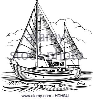 300x320 Sailing Boat Vector Sketch Isolated Stock Vector Art