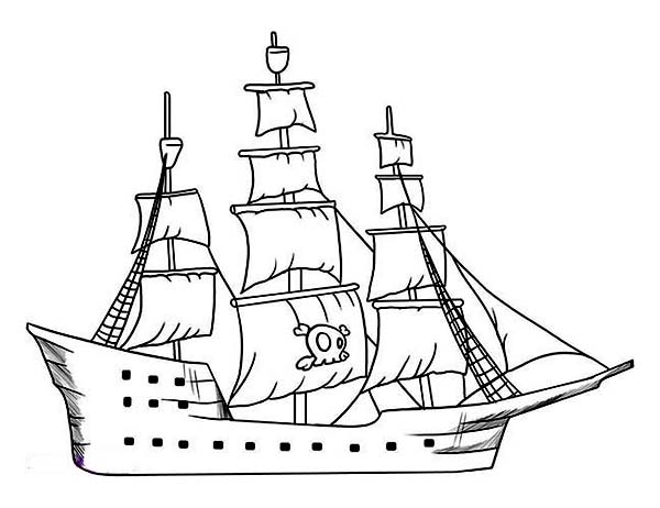 600x462 Drawn Sailing Ship Pirate Boat