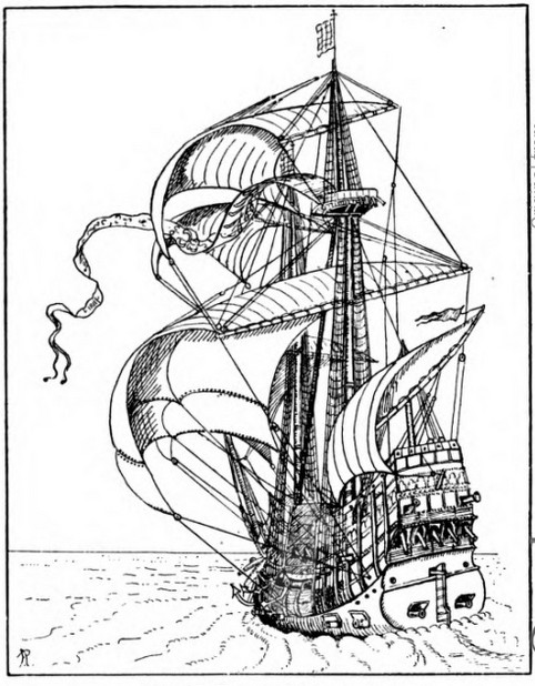 Sailing Ship Line Drawing at GetDrawings | Free download