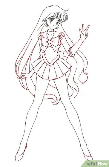 365x559 How To Draw Sailor Mars 6 Steps (With Pictures)