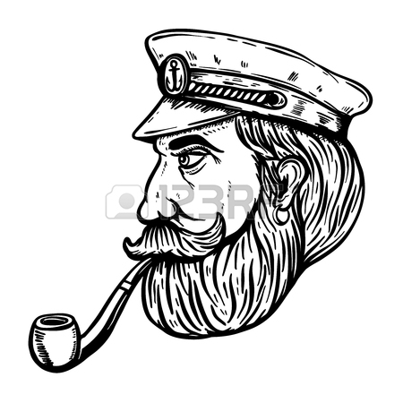 450x450 Sailor Man Bearded Cap Nautical Cut Line Vector Illustration