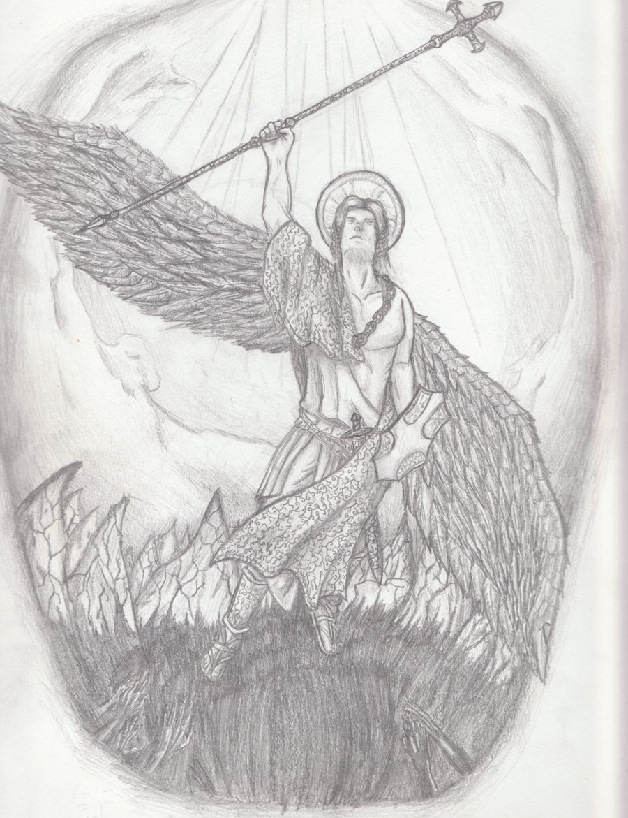 900x1171 St. Michael Tattoo Draft By Tbn8r