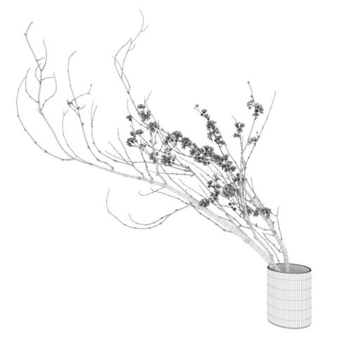 500x500 Decorative Branch With Flowers Of Sakura 3d Model