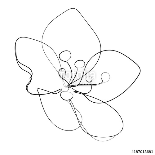 500x500 Stylized Sakura Flower Icon. Flower Bud Of Cherry. Linear Art