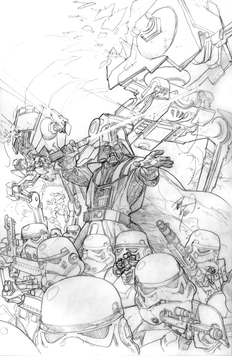 469x720 Dave Dorman Original One Of A Kind Star Wars Pencil Art For Sale