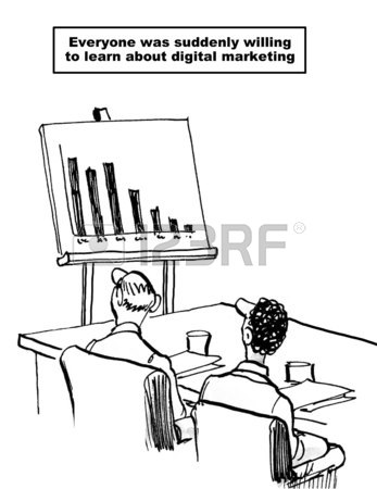 347x450 Cartoon Of Business Meeting And Chart With Declining Sales