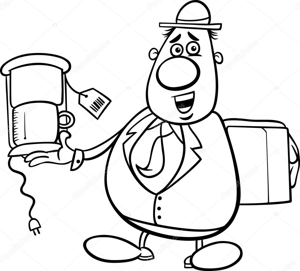 1023x924 Salesman Cartoon For Coloring Book Stock Vector Izakowski