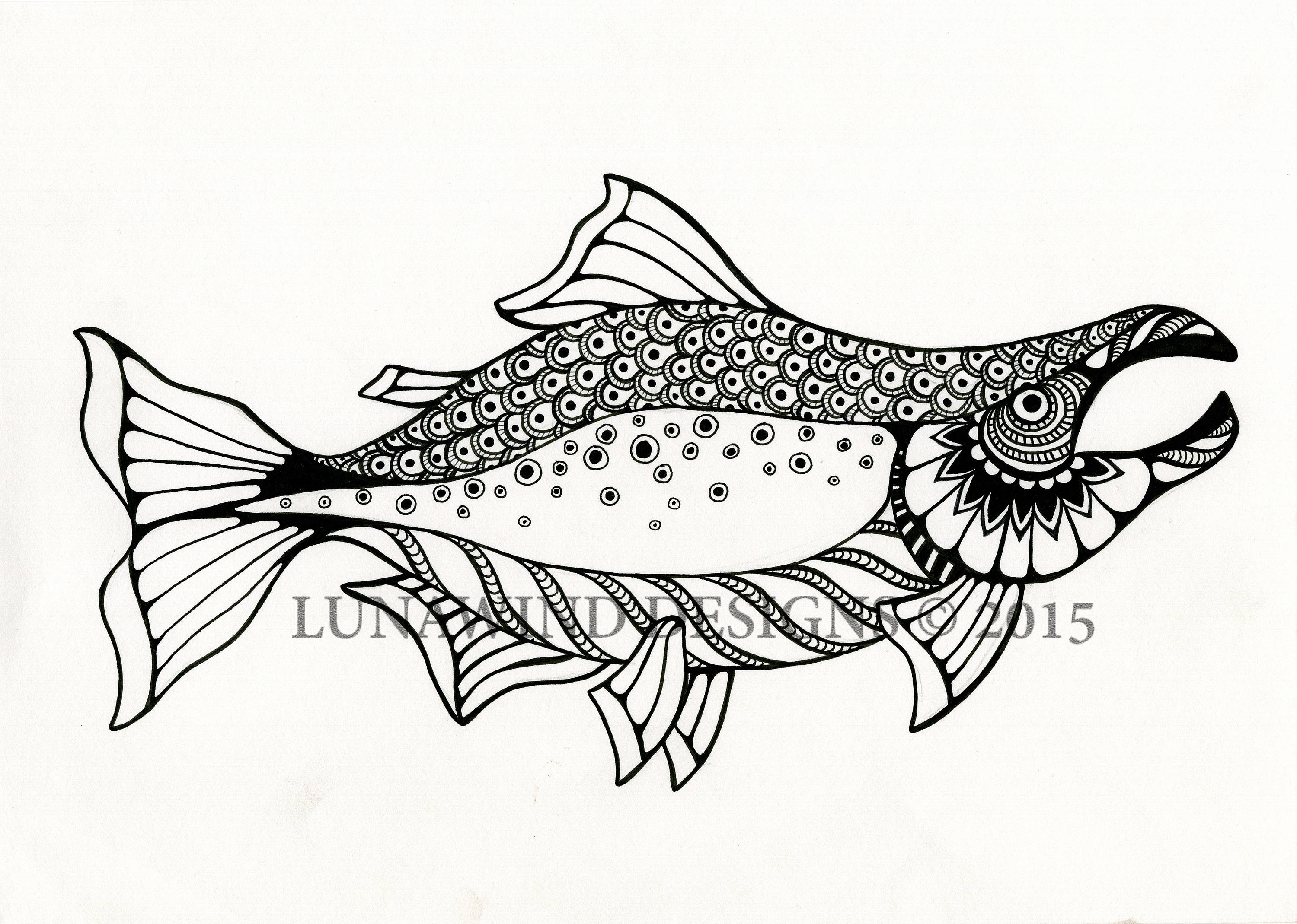 3000x2139 Salmon Fish Animal Artwork Coloring Nursery Design Children