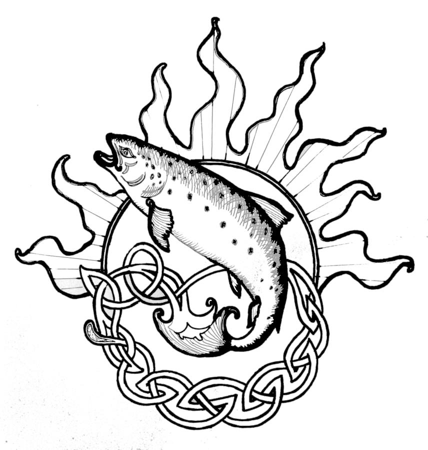 856x900 Salmon Of Knowledge Drawing By Tomas Omaoldomhnaigh