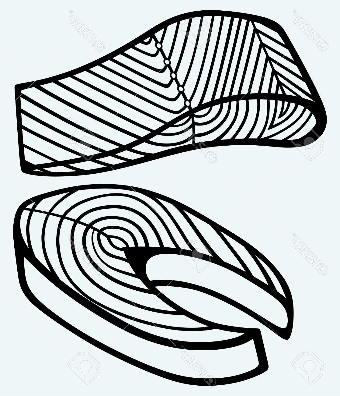 1118x1300 Unique Salmon Steak Red Fish Image Isolated On Blue Background