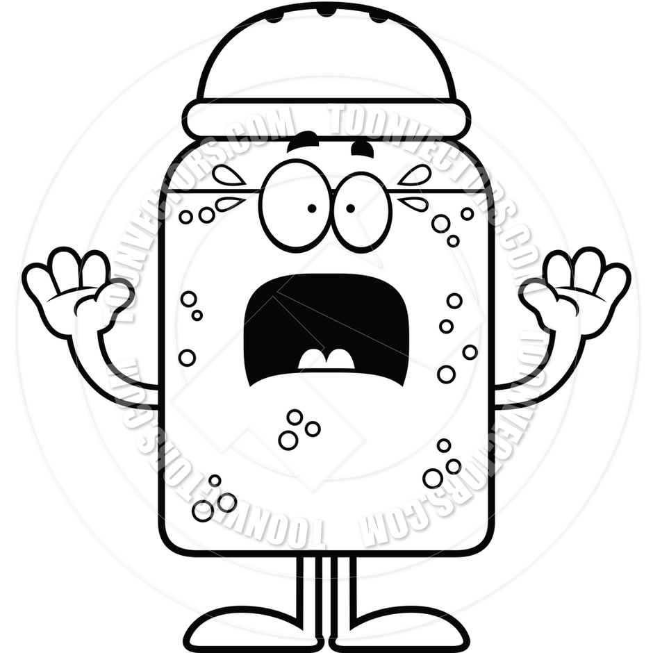 940x940 Cartoon Salt Or Pepper Shaker Scared (Black And White Line Art) By