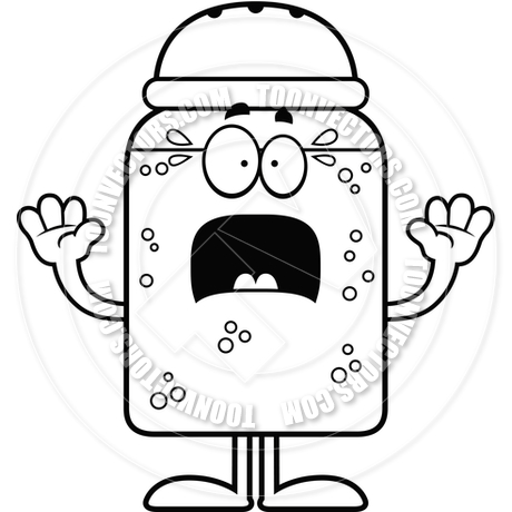 460x460 Cartoon Salt Or Pepper Shaker Scared (Black And White Line Art) By