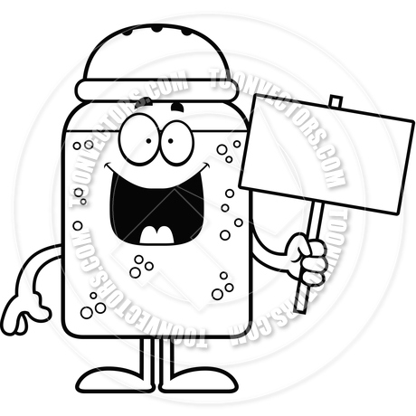 460x460 Cartoon Salt Or Pepper Shaker Sign (Black And White Line Art) By