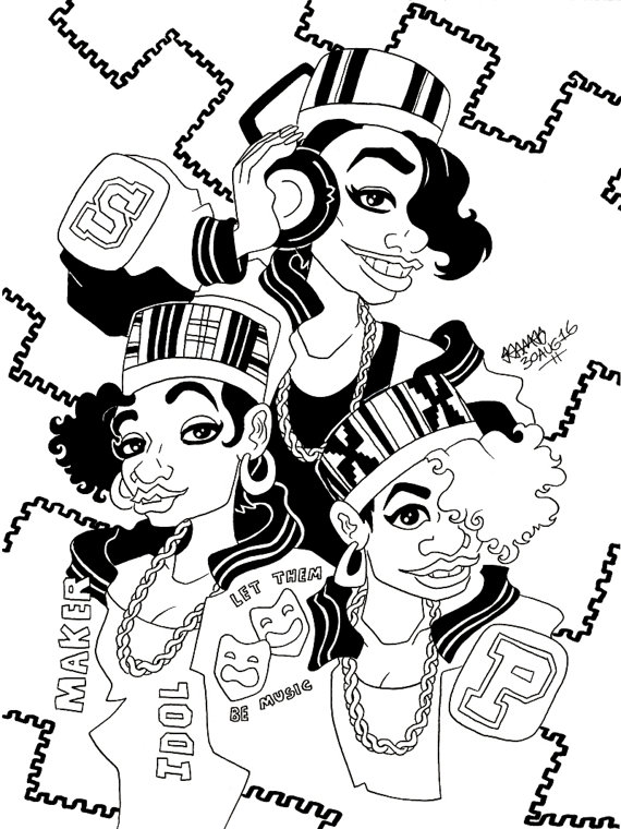 570x760 Salt N Pepa Original Ink Drawing
