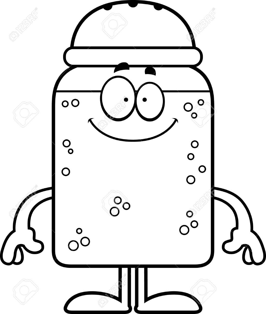 1101x1300 A Cartoon Illustration Of A Salt Shaker Looking Happy. Royalty