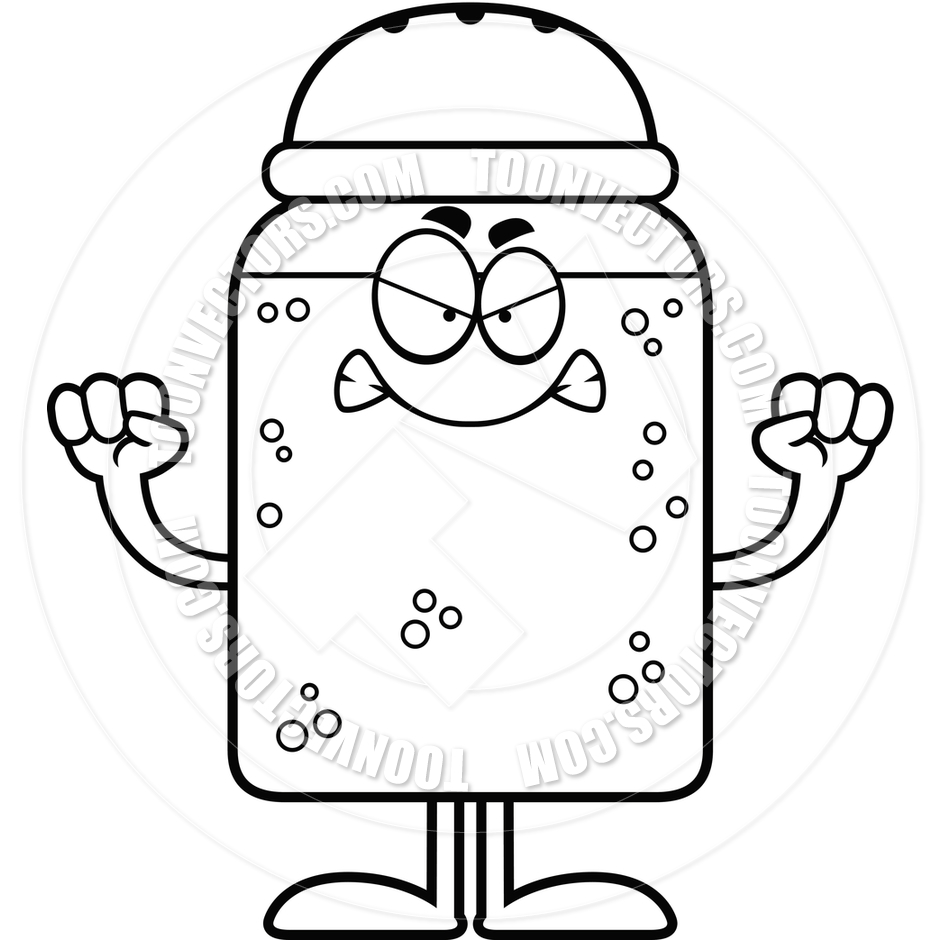 940x940 Cartoon Salt Or Pepper Shaker Angry (Black And White Line Art) By