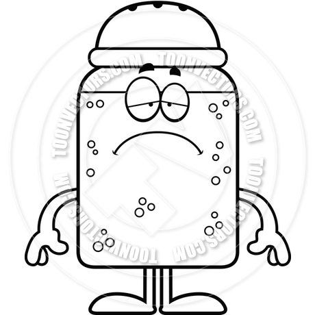 460x460 Cartoon Salt Or Pepper Shaker Sad (Black And White Line Art) By