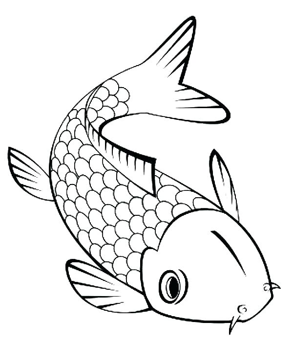 600x707 Realistic Fish Coloring Pages Drawn Gold Fish Tropical Fish 3