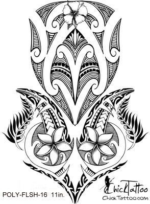 294x399 Chicktattoo Polynesian Flower Tattoo Flash Design Marquesan