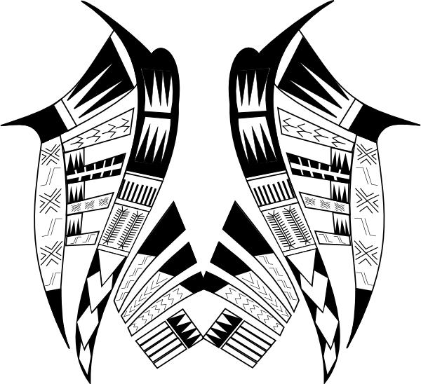 600x548 Tribal Butterfly Clip Art