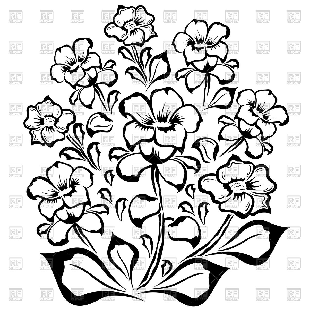 1200x1200 Bouquet Clipart Outline Flower