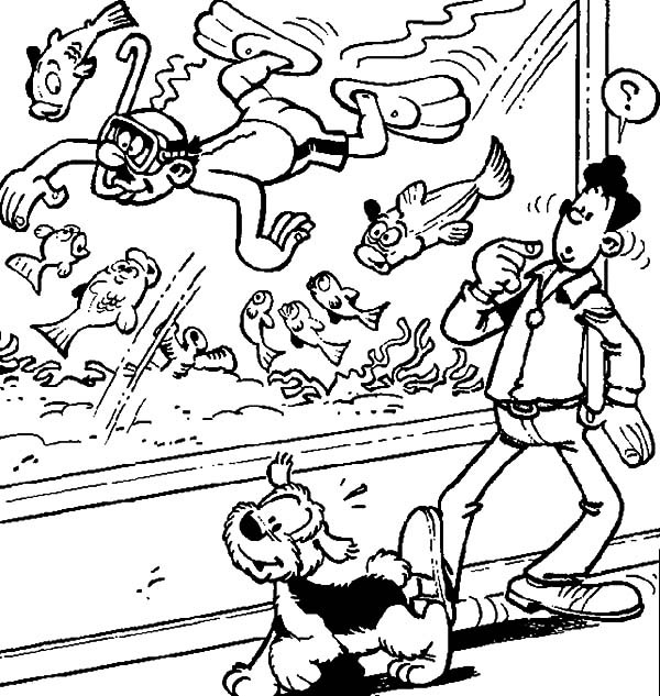 600x633 Samson And Gert Saw Someone Diving In The Fishtank Coloring Pages