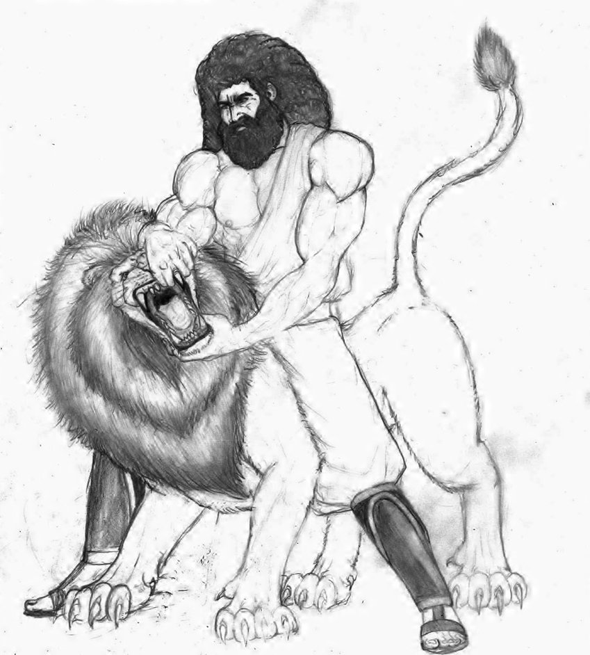 849x942 Samson And The Lion By Mack901