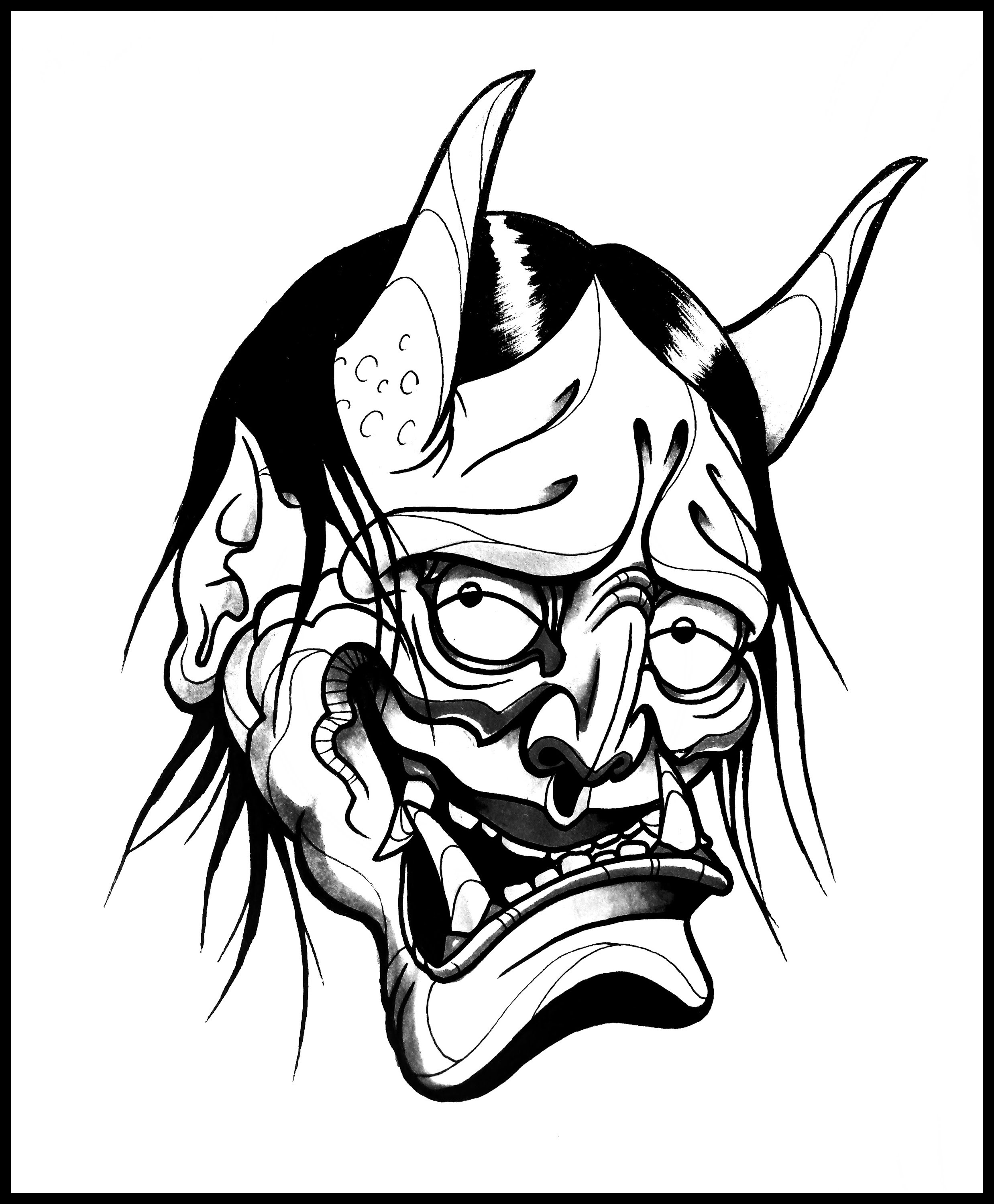 2476x3000 How To Draw A Hannya Demon Mask By Thebrokenpuppet