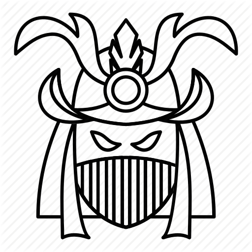 512x512 Helmet, Line, Martial, Mask, Outline, Samurai, Traditional Icon