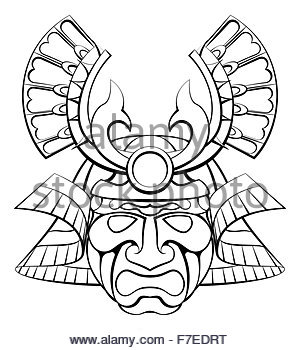 300x350 Samurai Mask Helmet Warrior Design Icon Stock Vector Art