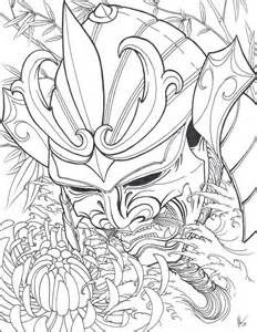 232x300 Japanese Samurai Warrior Mask Drawings