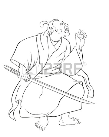 360x450 Illustration Of A Samurai Warrior With Katana Sword In Fighting