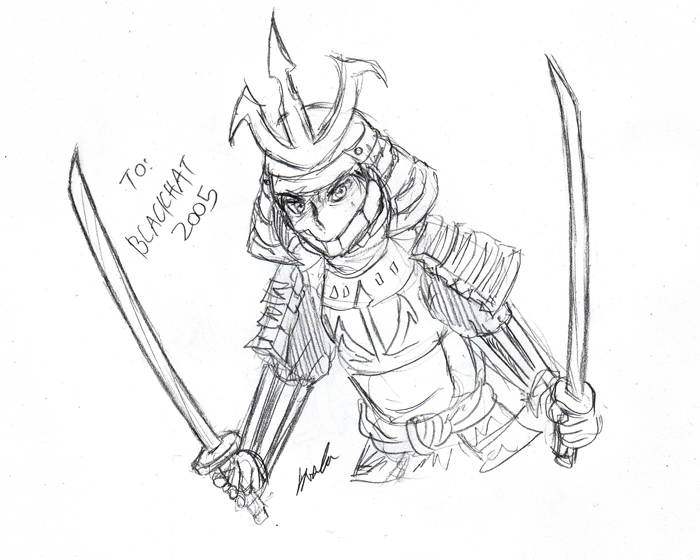 700x560 Samurai Drawing For Blackhat2005 Ustream Sketch By Kxela