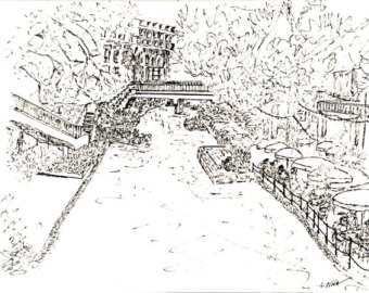 340x270 Sketch Of The San Antonio Riverwalk With The Hilton Hotel