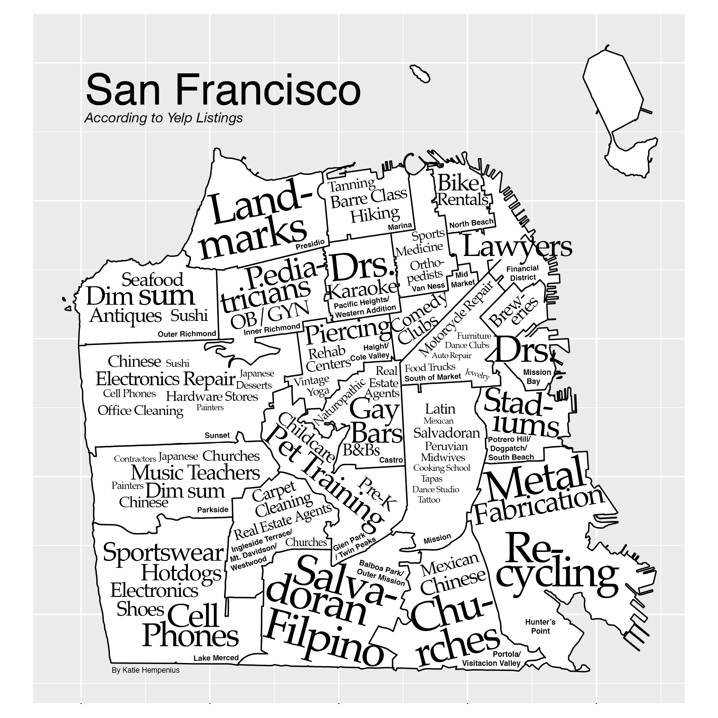 2300x2300 A Map Of San Francisco, According To 30,000 Yelp Listings Katie