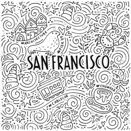 450x450 The Symbols Of San Francisco In Pattern Stock Vector