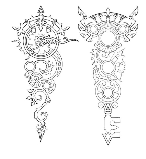 500x544 Steampunk Clock And Key Tattoo By Annikki