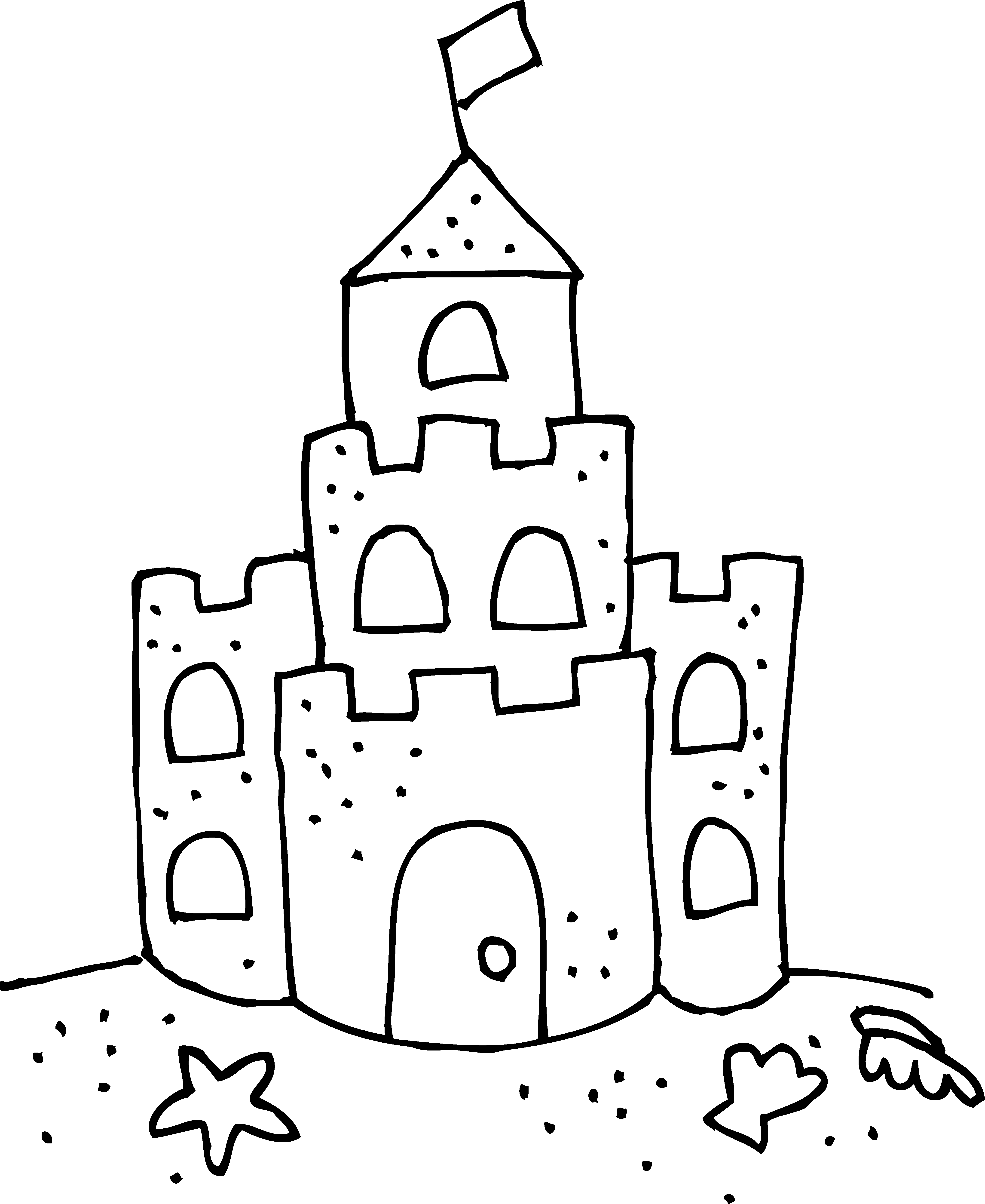 4262x5208 Cute Sand Castle Coloring Page