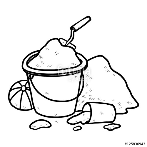 500x500 Playing Sand Cartoon Vector And Illustration, Black And White
