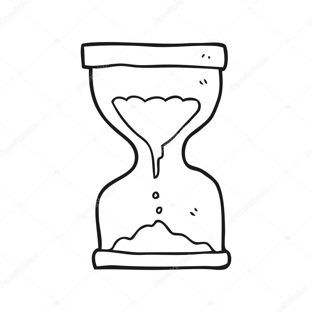1024x1024 Black And White Cartoon Sand Timer Hourglass Stock Vector