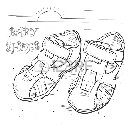 450x450 Sketch Childrens Sandals For A Boy Royalty Free Cliparts, Vectors