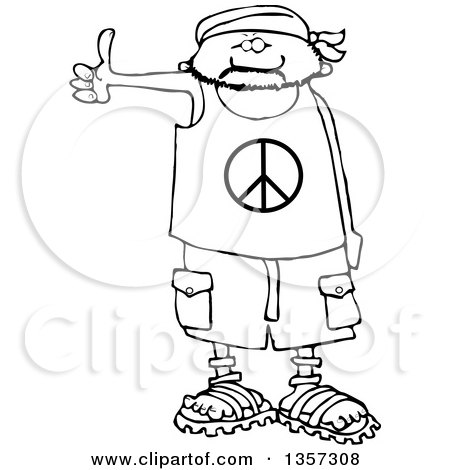 450x470 Clipart Of Cartoon Blacknd White Male Hitchhiker Wearing