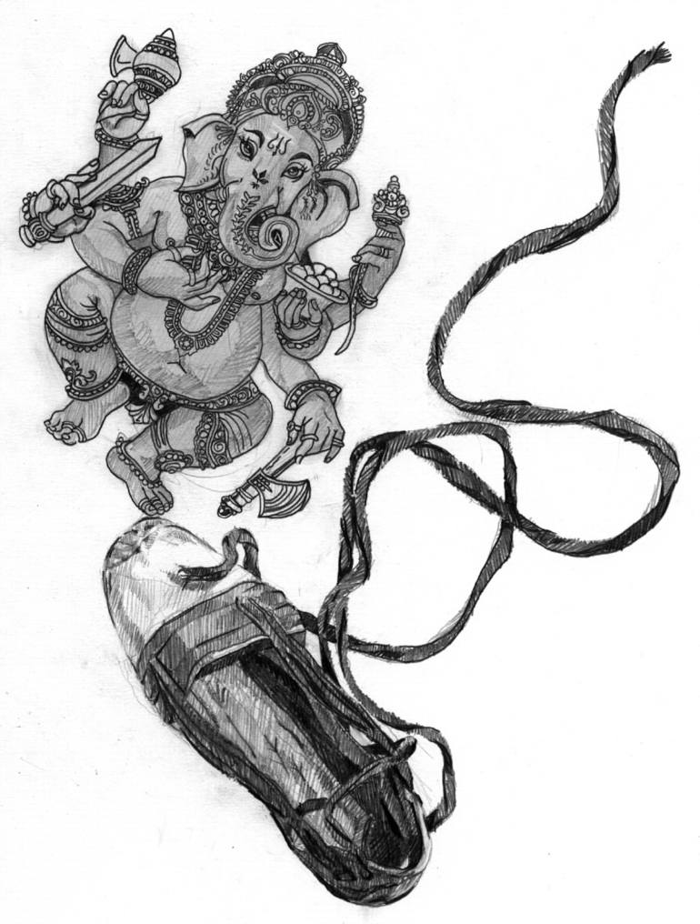 770x1016 Saatchi Art Sri Ganesha And Sandals Drawing By Jaume Aguirre