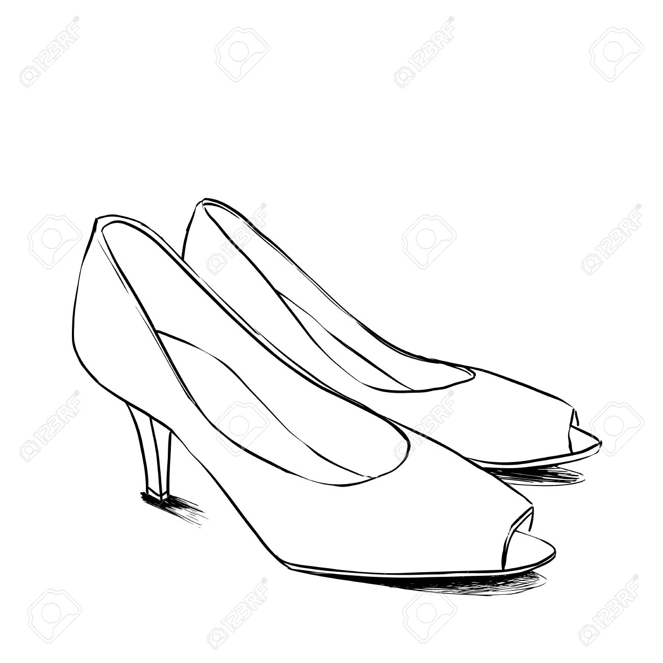 1300x1300 Red High Heels Vector. Front View High Heels And Shoes Drawing